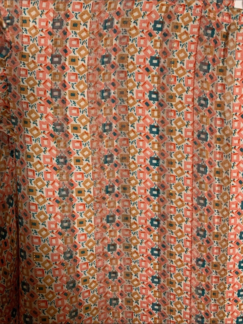 W5 Peach Floral-Print Ruffle-Shoulder Blouse - Picture 4 of 6